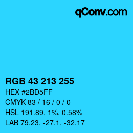 Color code: RGB 43 213 255 | qconv.com