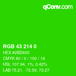 颜色代码: RGB 43 214 0 | qconv.com