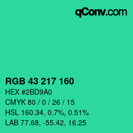 Color code: RGB 43 217 160 | qconv.com