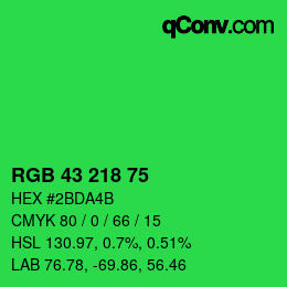 颜色代码: RGB 43 218 75 | qconv.com
