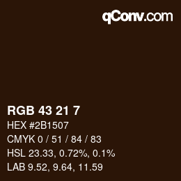 Color code: RGB 43 21 7 | qconv.com