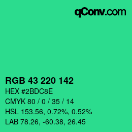 Color code: RGB 43 220 142 | qconv.com