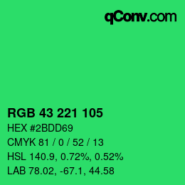 Color code: RGB 43 221 105 | qconv.com