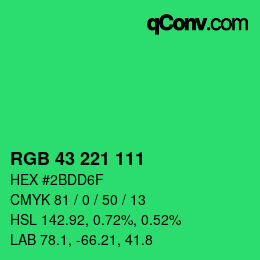 Color code: RGB 43 221 111 | qconv.com