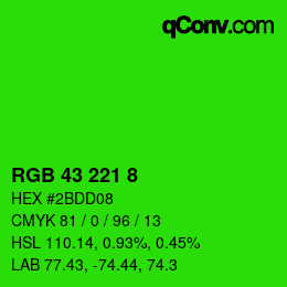 カラーコード: RGB 43 221 8 | qconv.com
