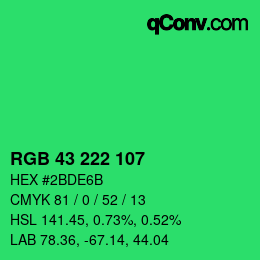 Color code: RGB 43 222 107 | qconv.com