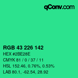 Color code: RGB 43 226 142 | qconv.com