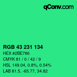 カラーコード: RGB 43 231 134 | qconv.com