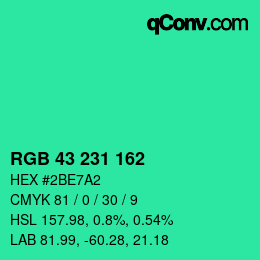 Color code: RGB 43 231 162 | qconv.com