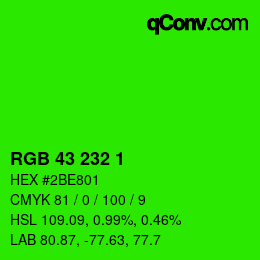 Color code: RGB 43 232 1 | qconv.com