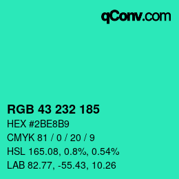 Color code: RGB 43 232 185 | qconv.com