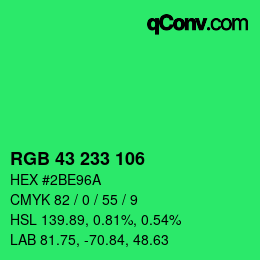 Color code: RGB 43 233 106 | qconv.com