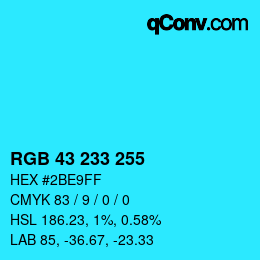 Color code: RGB 43 233 255 | qconv.com