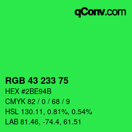 Farbcode: RGB 43 233 75 | qconv.com