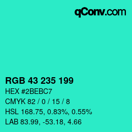 Color code: RGB 43 235 199 | qconv.com