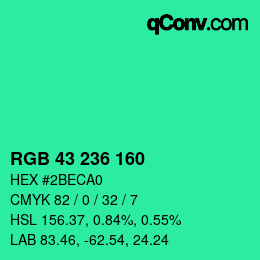 Color code: RGB 43 236 160 | qconv.com