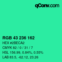 Color code: RGB 43 236 162 | qconv.com