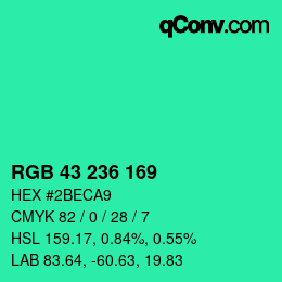 Color code: RGB 43 236 169 | qconv.com