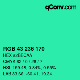 Color code: RGB 43 236 170 | qconv.com