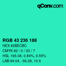 Color code: RGB 43 236 188 | qconv.com