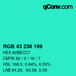 Color code: RGB 43 236 199 | qconv.com