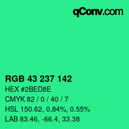 Color code: RGB 43 237 142 | qconv.com