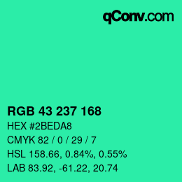 Color code: RGB 43 237 168 | qconv.com