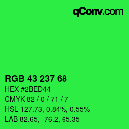 Farbcode: RGB 43 237 68 | qconv.com