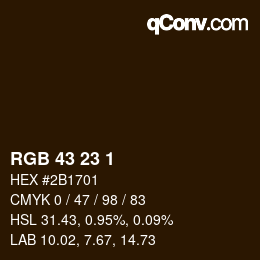 Color code: RGB 43 23 1 | qconv.com