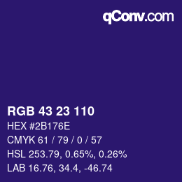 カラーコード: RGB 43 23 110 | qconv.com