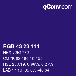 Color code: RGB 43 23 114 | qconv.com