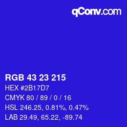 Color code: RGB 43 23 215 | qconv.com