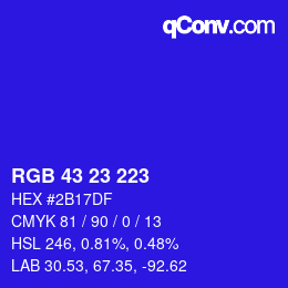 Color code: RGB 43 23 223 | qconv.com