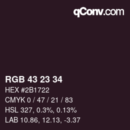 Color code: RGB 43 23 34 | qconv.com