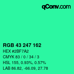 Color code: RGB 43 247 162 | qconv.com