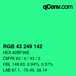Color code: RGB 43 249 142 | qconv.com