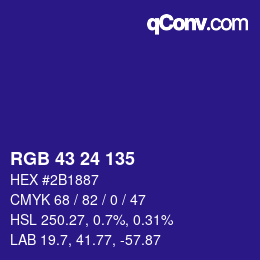 カラーコード: RGB 43 24 135 | qconv.com