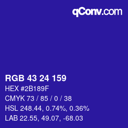 カラーコード: RGB 43 24 159 | qconv.com