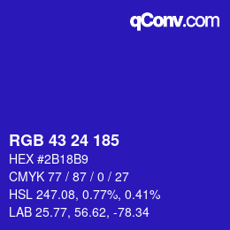 カラーコード: RGB 43 24 185 | qconv.com