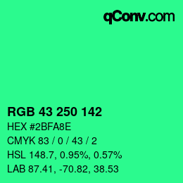 Color code: RGB 43 250 142 | qconv.com