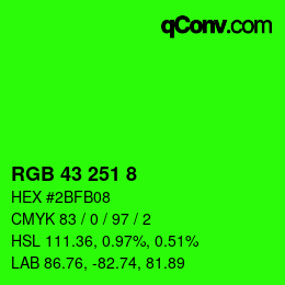 Color code: RGB 43 251 8 | qconv.com