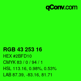 Color code: RGB 43 253 16 | qconv.com