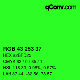 Color code: RGB 43 253 37 | qconv.com