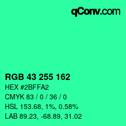 Color code: RGB 43 255 162 | qconv.com