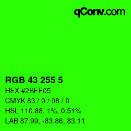 颜色代码: RGB 43 255 5 | qconv.com