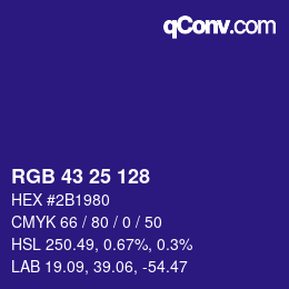 颜色代码: RGB 43 25 128 | qconv.com