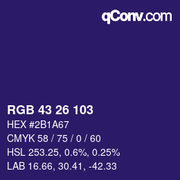 カラーコード: RGB 43 26 103 | qconv.com