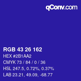 Color code: RGB 43 26 162 | qconv.com