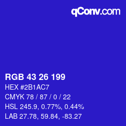 Color code: RGB 43 26 199 | qconv.com