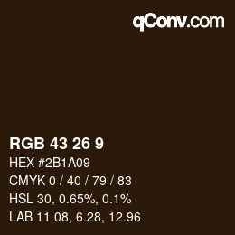 Color code: RGB 43 26 9 | qconv.com